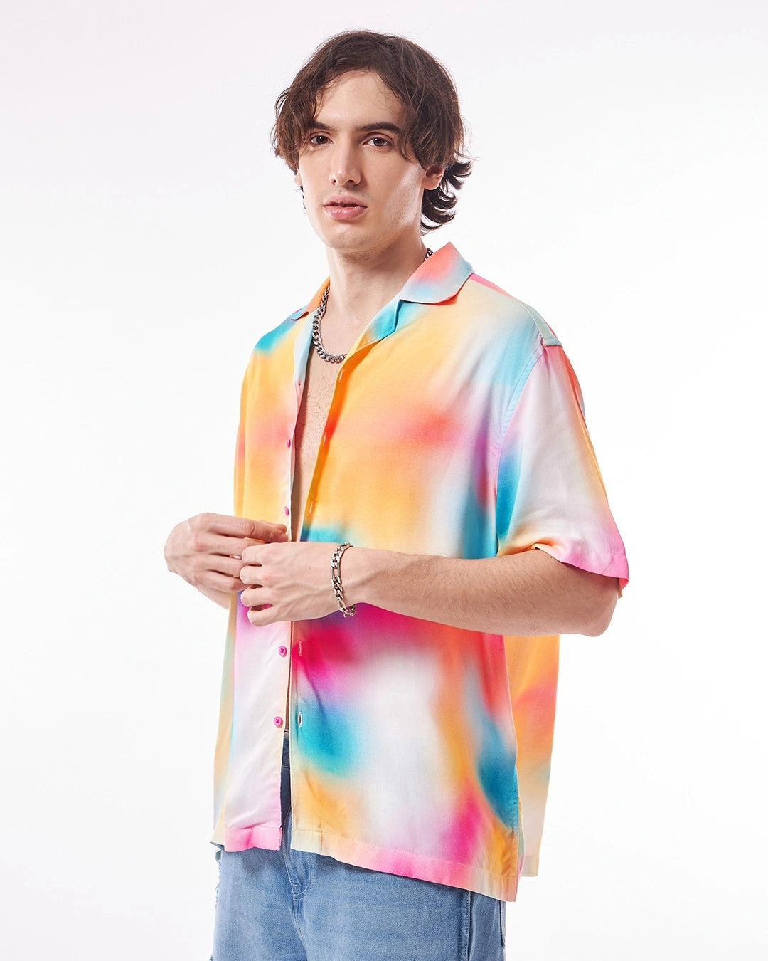 Men's Multicolor All Over Printed Oversized Shirt